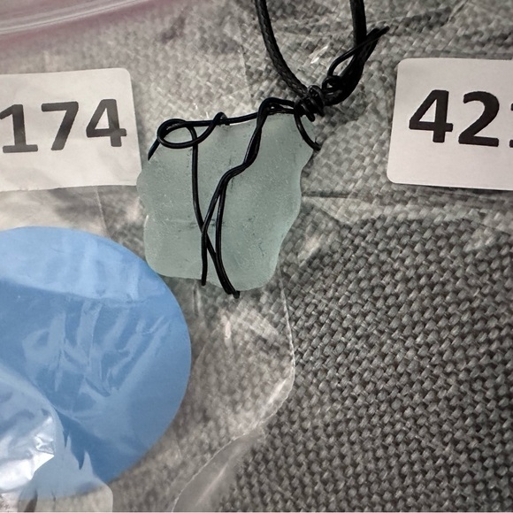 Mississippi gulf Sea Glass Pendant Necklace Wire Wrapped Artisan Handmade 4174 B - Picture 12 of 12